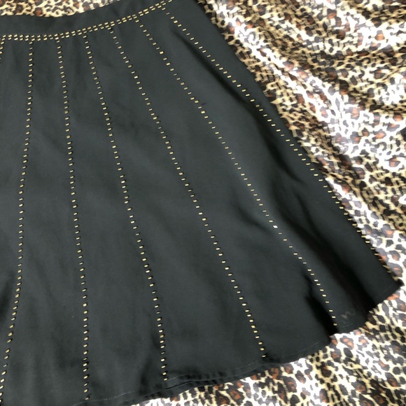 2 / $10 Dina Be Black Gold Beaded Skater Cut Skirt - Picture 4 of 10